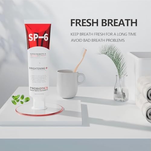Sp-6 Probiotics Whitening Toothpaste, Sp-6 Ultra Whitening Toothpaste, Enhanced Formula with Enamel-Safe, Fluoride-Free, Fresh Breath Mint Flavor for Oral Health (2)