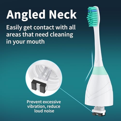Replacement Heads for Philips Sonicare, Toothbrush Replacement Head Compatible with Phillips Sonicare E-Series Screw-on Handles for Essence, Advance, Elite, CleanCare, Extreme, 6 Pack
