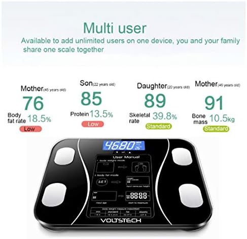 Smart Scale for Body Weight, Digital Bathroom Scale with BMI, Muscle Mass, Bluetooth Body Fat Scale, Body Composition Analyzer with Smart APP Sync Weight Scale, 400 lbs - Black