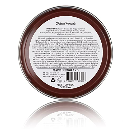 Deluxe Pomade By Dapper Dan, Medium Hold Medium Shine, No Greasiness Or Flakiness, Citrus & Vanilla Fragrance 100ml