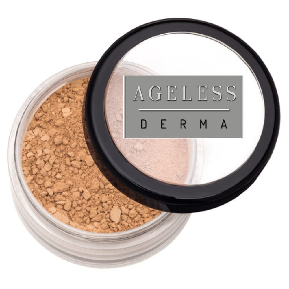 Mineral Face Powder Foundation Makeup. Natural Full Coverage Loose Foundation with Vitamin and Green Tea. Made in USA