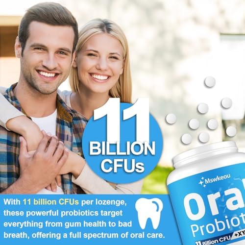 Oral Probiotics for Mouth Bad Breath for Adults 11 Billion CFU, Best Breath Oral Dental Probiotics for Teeth & Gums, Dry Mouth, Gum Restore, Fresh Breath, Chronic Halitosis & Gut Health, 60 Lozenges
