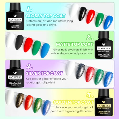 VANREESA Gel Nail Polish Kit with U V Light and Nail Drill Kit 75 Pcs Gel Polish Nail Set 45 All Season Colors Nail Polish Set Base Coat & 4 Effects Top Coat Complete Nail Kit Gifts for Women