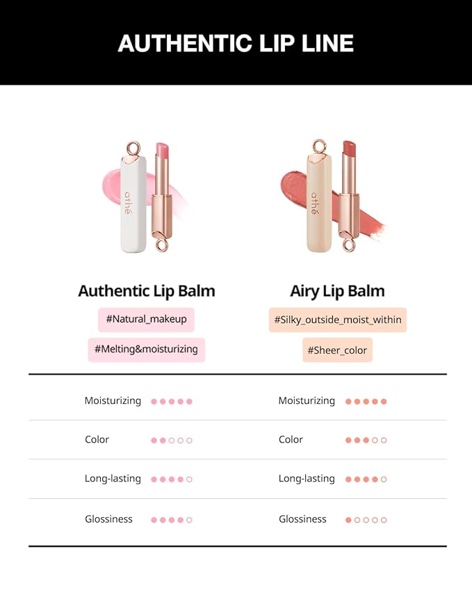 ATHÉ Authentic Lip Balm 12 ALLURING (Tinted), Lightweight Wear & Plumping Lips without Stickiness, Moisturizing & Nourishing Plant-Based Vegan Chapstick for Dry, Petrolatum Free, Cruelty-Free