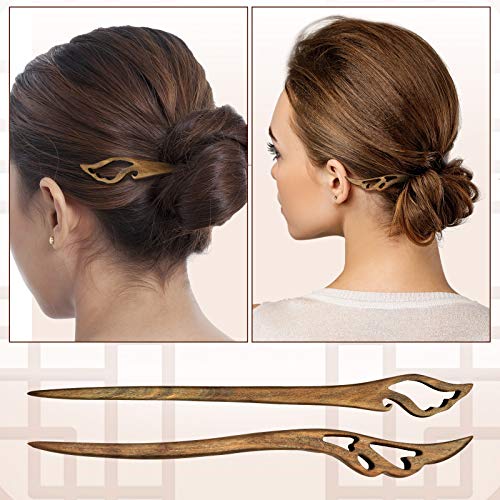 Chuangdi 8 Pieces Wooden Hair Sticks Japanese Hair Chopstick for Women Bun Maker, Chinese Chopstick Hairpin for Women Handmade Chignon Maker Accessories(Classic Pattern)
