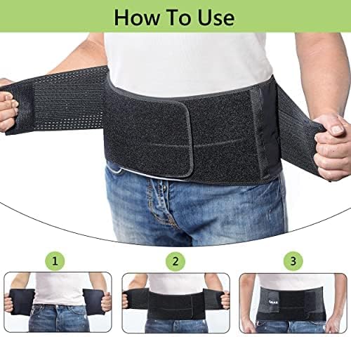 OMAX Lumbar Back Brace for Lower Back Pain Relief, Herniated Disc, Sciatica, Adjustable Lumbar Support Brace for Men/Women, Breathable Mesh Back Support Belt for work/Daily Use, Black, Small 29"-35"