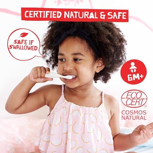 Jack N' Jill Natural Toddler Toothpaste - Fluoride Free Training Toothpaste for Toddlers 1-3, 40% Xylitol, BPA Free - Strawberry & Blueberry, 1.76 oz (Pack of 2)