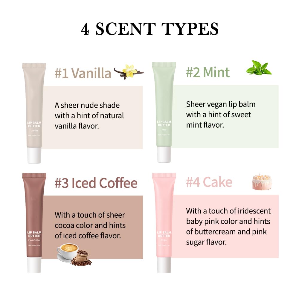 Summer Butter Lip Balm, Moisturizing Hydrating Natural Lip Care, Rich in Nutrients for Soft Smooth Lips
