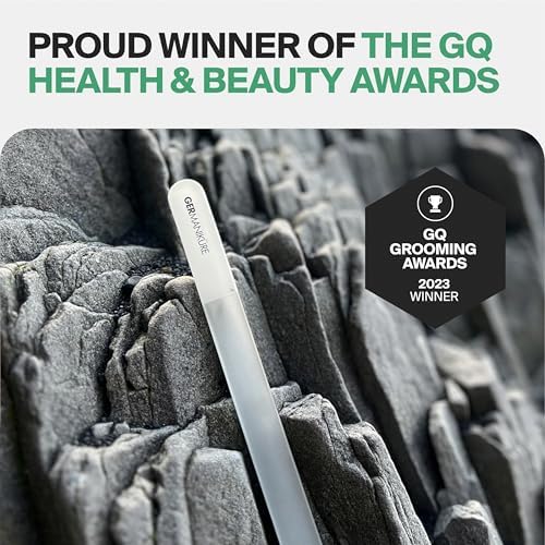 GERMANIKURE Czech Crystal Gray Glass Nail File in Suede Leather Case - Small Travel Design - Professional Manicure & Pedicure Products for Smooth Easy Shaping of Natural Nails