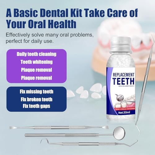 Tooth Repair Kit, Moldable Tooth Filling Repair Kit with 4 Dental Tools, Fixing The Missing and Broken Tooth Replacements, Make You Smile Confident Again