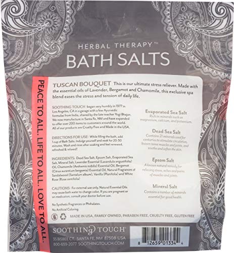 Soothing Touch Rest & Relax Tuscan Bouquet Bath Salts Lavender Chamomile & Bergamot, Floral, 32 Oz