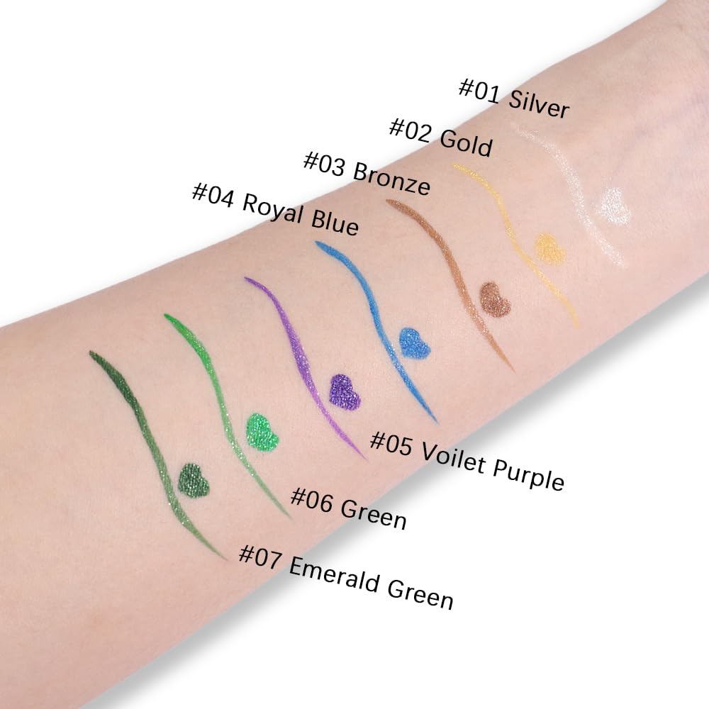 Violet Purple Metallic Glitter Liquid Eyeliner Pen – Long-Lasting Sparkly Waterproof Eyeliner for Women & Men – Tattoo-Effect Eye Makeup for Parties – Delineador Líquido con Brillo 05