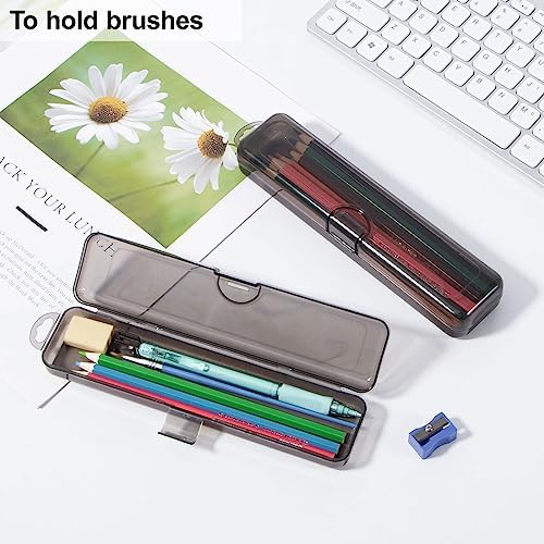 Yeeco Toothbrush Case 4 Pack, Transparent Black Toothbrush Travel Case, Plastic Toothbrush Holder Travel Size, 7.87 x 1.85 x 1.18 inches Portable Toothbrush Case for Traveling