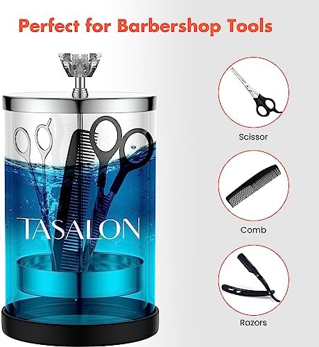 TASALON Barber Jar Pack of 1 - 25 oz Stainless Cap and Glass Jar with Removable Basket, Salon or Nail Spa