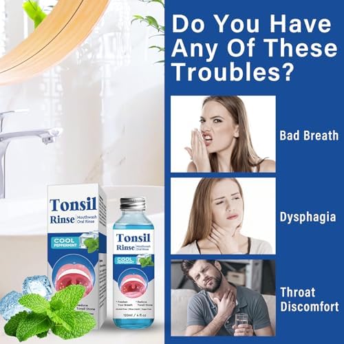 Tonsil Stone Remover, Nature Tonsil Stone Mouthwash or Oral Rinse Liquid to Remove Bad Breath, Soothe Dry Mouth & Fresh Breath, Tonsil Stone Removal Liquid, 4Fl Oz