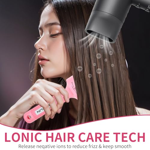 Round Brush for Blow Out - 2.1 Inch Large Nano Thermal Ceramic & Ionic with Boar Bristles - Salon Blow Drying Hair Brush for Drying,Volumizing, Curling, Shine & Smooth Styling