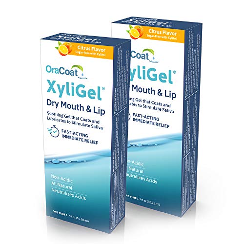 OraCoat XyliGel, Dry Mouth Gel, Soothing Citrus Oral Gel with Xylitol, Lip Moisturizer for Very Dry Lips, Lip Hydration, Sugar-Free Relief, 1.7 Fl Oz, 2 Pack