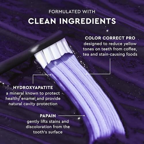 MOON Purple Toothpaste for Teeth Whitening & Enamel Protection - Hydroxyapatite Toothpaste Without Fluoride - Color-Correcting Formula for Long-Term Whitening - Neutralize Stains - Mint (4.2 Oz)