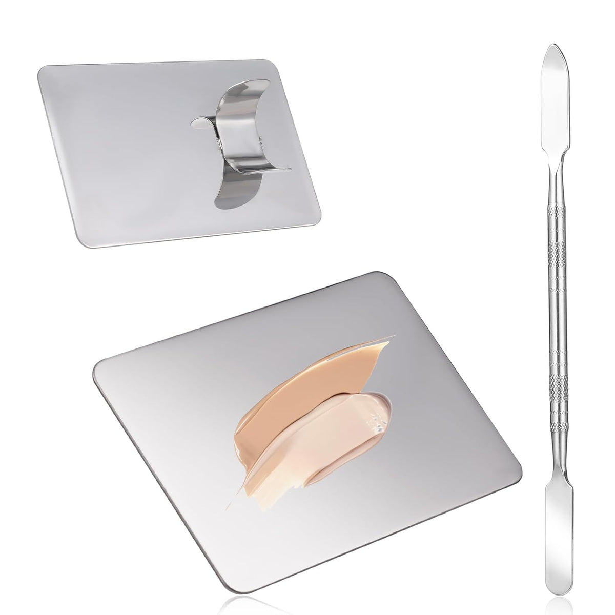 Beauty Spatula, Stainless Steel Makeup Spatula Korean Set Mixing Palette Korean Spatula Set Professional Foundation Cosmetic Palette Nail Art Makeup Tool for Eye Shadow Nail DIY Art