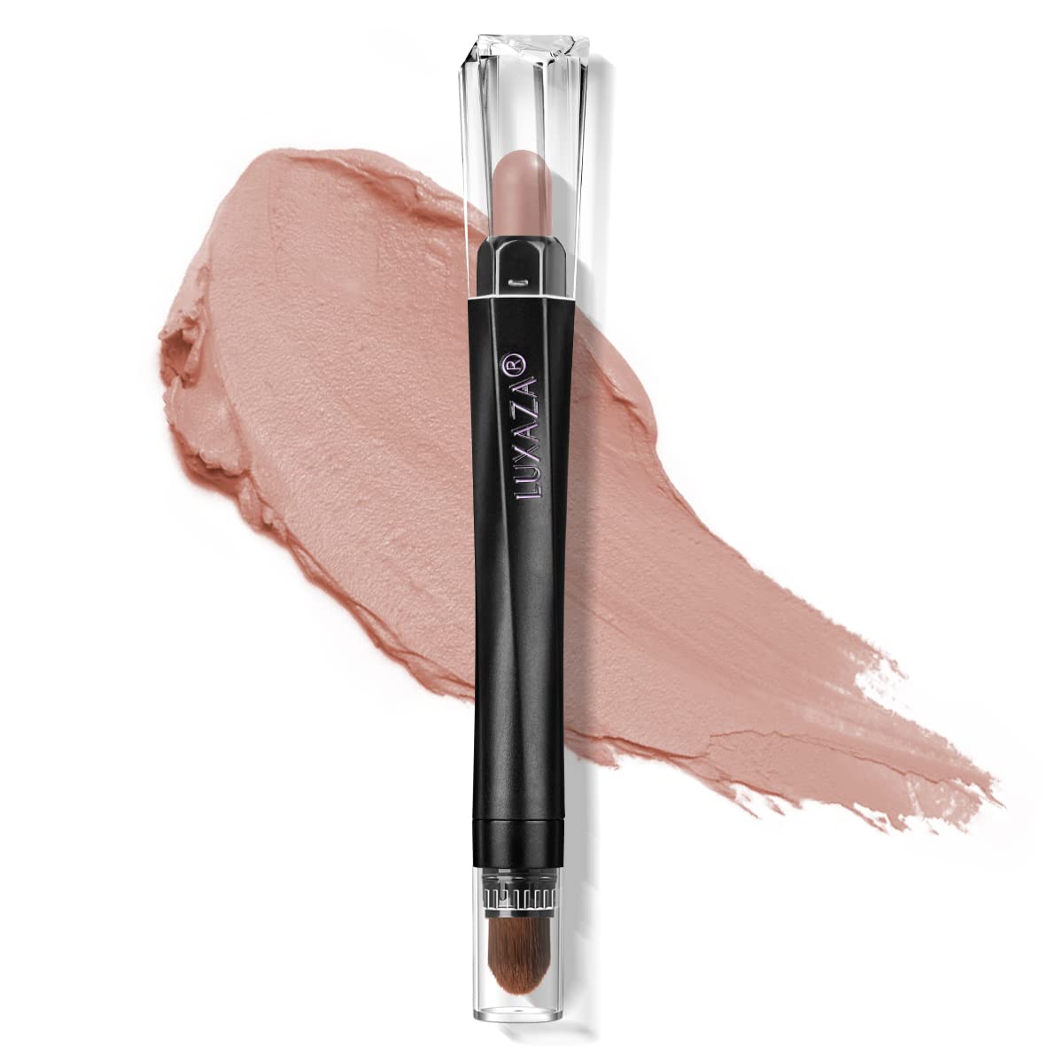 LUXAZA Cream Single Eyeshadow Stick with Blending Brush, Hypoallergenic Eye Shadow Makeup, Pro Waterproof & Long Lasting Eye Brightener, Eyeshadow Pencil Crayon Matte #01