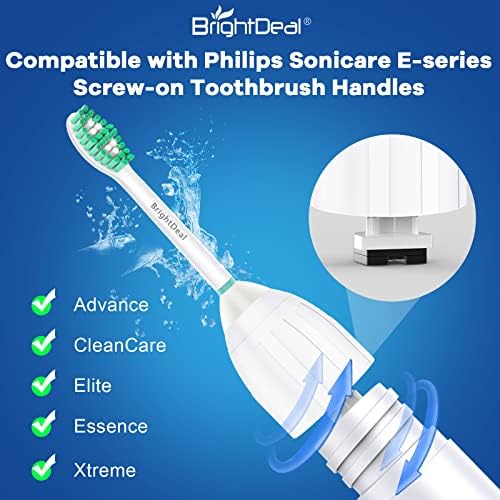 Toothbrush Heads for Philips Sonicare Essence Elite Advance Xtreme CleanCare E-Series Electric Sonic Screw-on Brush Replacement HX7022/66 HX7023 HX7001 with Cap, 6 Pack
