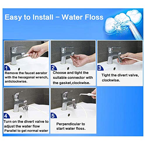 Water Flosser for Family Use 3 Jet Tips & 3 Toothbrush for Faucet & Shower, Oral Irrigator Non-Electric Safety , Dental Oral Care Tooth Cleaning
