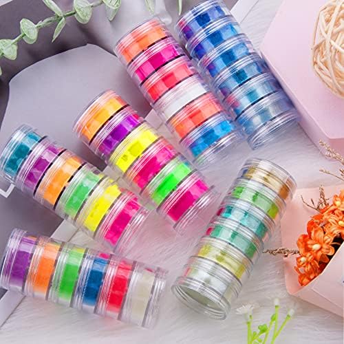 Duufin 36 Colors Pigment Nail Powder Colorful Luminous Pigment Powder Iridescent Pearlescent for Nail Art, Body and Crafts