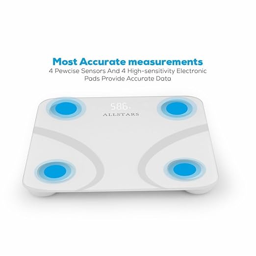 Smart Scale for Body Weight, Fat, BMI, High Precision, 396 lbs Capacity, Large LED Display, Fitness Health Scale, Smartphone App Sync - White