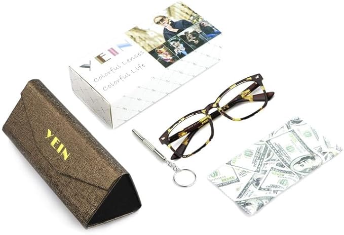 YEIN Bifocal Reading Glasses with Blue Light Blocking Lenses, Bifocal Reader for Women and Men, Vintage Square frame with Spring Hinge (+0.75/+3.25 magnification)