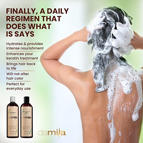 Salt & Sulfate Free Shampoo & Conditioner for Keratin and Color Treated Hair - Professional Keratin Value Pack for Damaged, Frizzy, Curly, Dry & Thin Hair - Shampoo Sin Sal - 16.9 Fl Oz