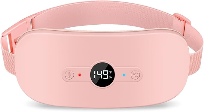 NOWWISH Heating Pad for Period Cramps Pain Relief, Portable Electric Cordless Menstrual Heating Pad Rechargeable with 6 Heat Levels and 6 Massage Modes, College Dorm Room Essentials for Girls, Pink