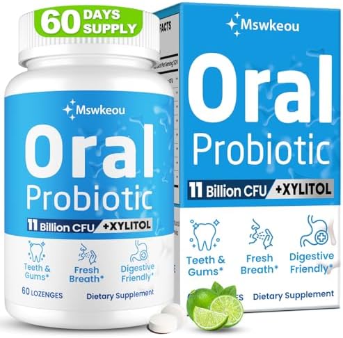 Oral Probiotics for Mouth Bad Breath for Adults 11 Billion CFU, Best Breath Oral Dental Probiotics for Teeth & Gums, Dry Mouth, Gum Restore, Fresh Breath, Chronic Halitosis & Gut Health, 60 Lozenges
