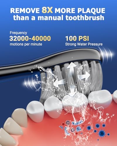 Electric Toothbrush with Water Flosser Combo in One - 3 in 1 Professional Sonic Flossing Toothbrush, 5 Replacement Heads, 3 Modes & 5 Speed, Rechargeable&Portable Teeth Cleaning Kit for Adults, 500ML