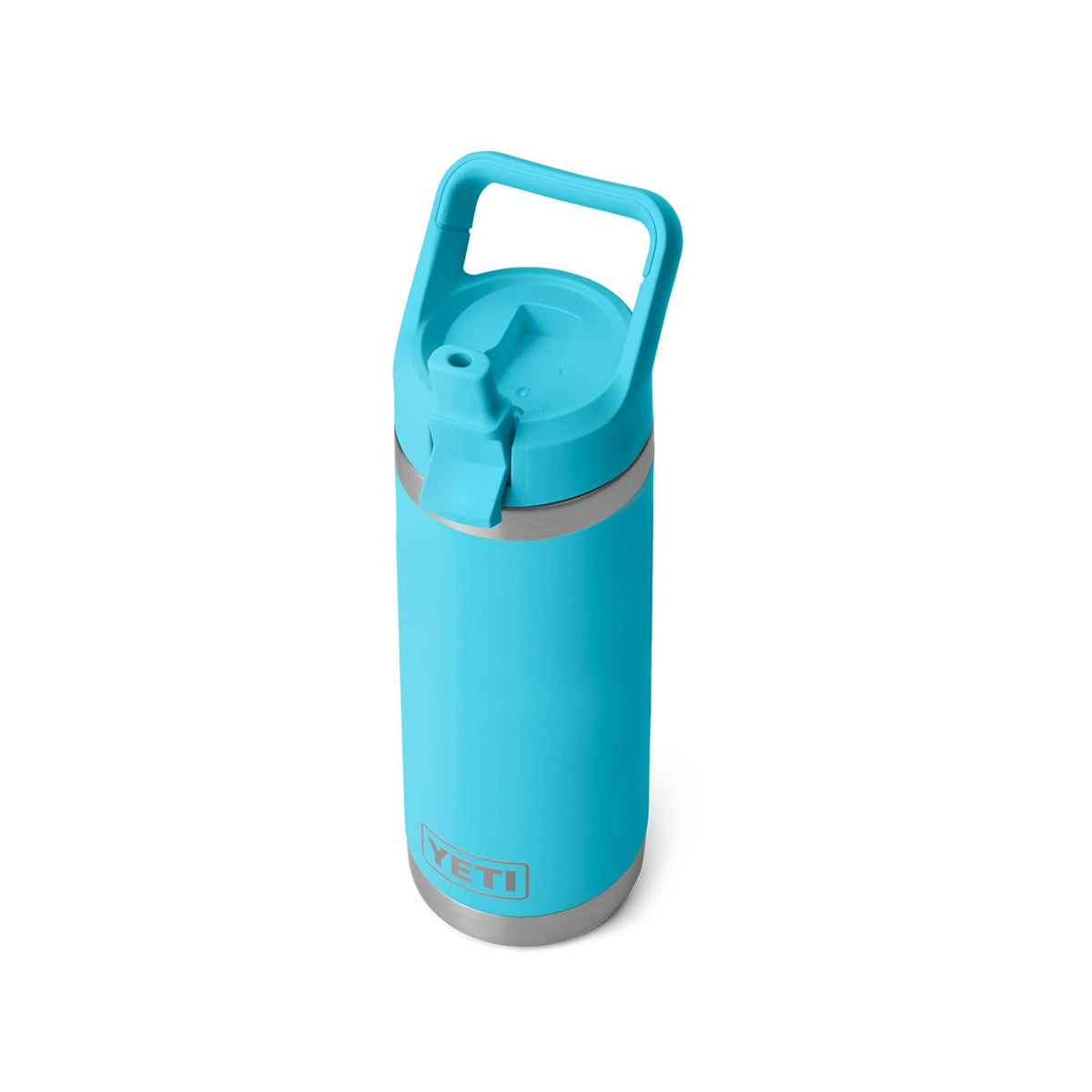 YETI Rambler 18 oz Bottle, Vacuum Insulated, Stainless Steel with Straw Cap, Reef Blue