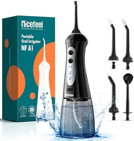 Nicefeel Cordless Water Dental Flosser – 300ML BPA-Free Portable Oral Irrigator, 3 Cleaning Modes, Fast Charge, IPX7 Waterproof for Teeth, Gums & Tonsil Stones – Home & Travel Use