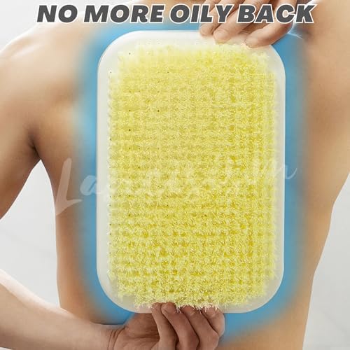 Wall Mounted Back Scrubber, Large Exfoliating Brush with Self Adhesive Hook for Shower Bathing Scrub Brush Back Brush & Body Scrubber - Shower Accessories 7.9 x 11.9 inches
