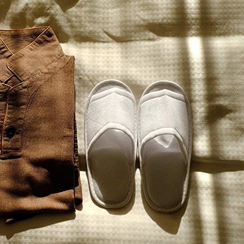 Elcoho 12 Pairs Open Toe Spa Slippers White Spa Hotel Guest Slippers for Spa, Party Guest, Hotel and Travel, Fits Most Men and Women
