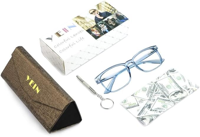 YEIN Bifocal Reading Glasses with Blue Light Blocking Lenses, Bifocal Reader for Women and Men, Vintage Square frame with Spring Hinge (+0.00/+1.00 magnification)
