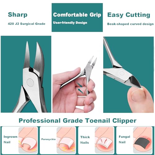 Ingrown Toenail Removal Kit, Pedicure Tools Kit Professional Knife Set Stainless Steel Ingrown Toenail Tool Foot Care Tools Nail Cuticle Remover (7 Pcs Set)