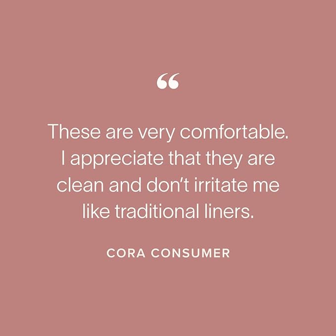 Cora Period Regular Liners | 100% Organic Cotton Topsheet | Unscented, No Wings (72 Liners)