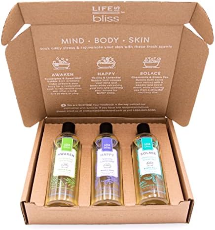 Life is Bliss | 3 Fresh & Soothing Scents | Variety Pack | Liquid Bubble Bath 16 fl oz