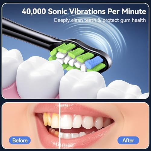 Electric Toothbrush for Adults, Rechargeable Sonic Toothbrush, IPX7 Waterproof Travel Toothbrush Set with Case, 8 Brush Heads, Charger, 2-Min Smart Timer, One Charge Last 60 Days(Pink)