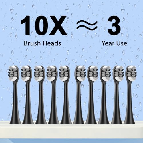 Sonic Electric Toothbrush with 10 Brush Heads for Adults and Children, Up to 30 Days on a Single Charge, 5 Modes, Built-in 2-Minute Smart Timer, IPX8 Waterproof Electric Toothbrush (Black)
