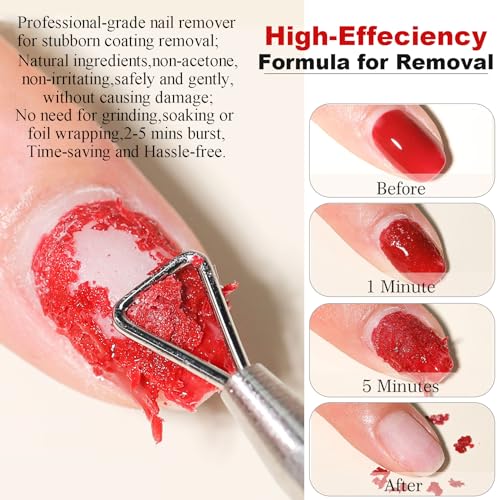 Gel Nail Polish Remover - Gel Polish Remover Kit with Cuticle Oil & Latex Tape & Colored Peel Off Manicure Tools, Gel Remover for Nails 2-5 Minutes, No Soaking,Wrapping