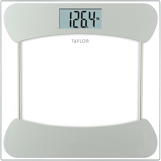 Taylor Digital Bathroom Scale, Highly Accurate Body Weight Scale, Instant On and Off, 400 lb, Sturdy Clear Glass with Chrome Finish Base