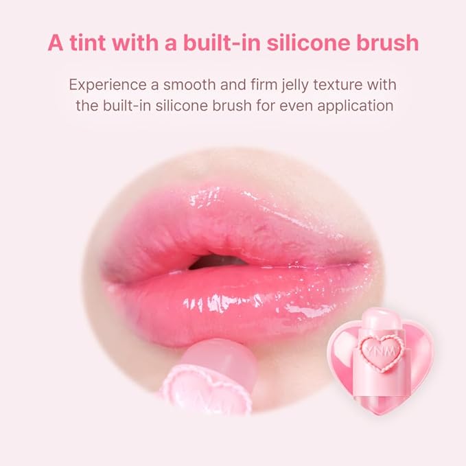 YNM Heart Jelling Tint (05 PEPPER JELLING, 0.09 oz) Silicone Lip Brush Included, K-Beauty, Non-Sticky, Moisturizing, Smudge-Proof, Korean Lip Tint, Long-Lasting, Vivid Color