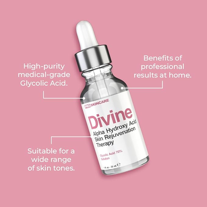 Glycolic Acid Peel 70% Professional Chemical Peel for Face at Home - Intense Alpha Hydroxy Acid Skin Peel For Acne Scars, Collagen Boost, Wrinkles, Fine Lines - Liquid Exfoliant for Face Peel Mask