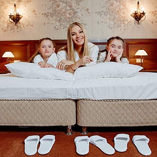 Elcoho 12 Pairs Open Toe Spa Slippers White Spa Hotel Guest Slippers for Spa, Party Guest, Hotel and Travel, Fits Most Men and Women