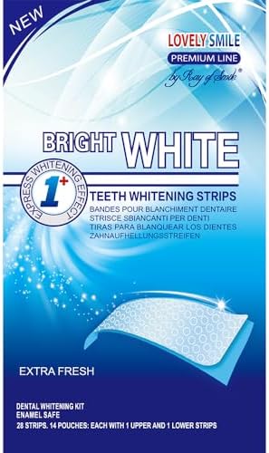 Lovely Smile Premium Line Teeth Whitening Strips - Enamel Safe - White Teeth in 1 Hour - No Slip and No Sensitivity - Dental Whitener Kit by Ray of Smile (28 Strips/Mint)
