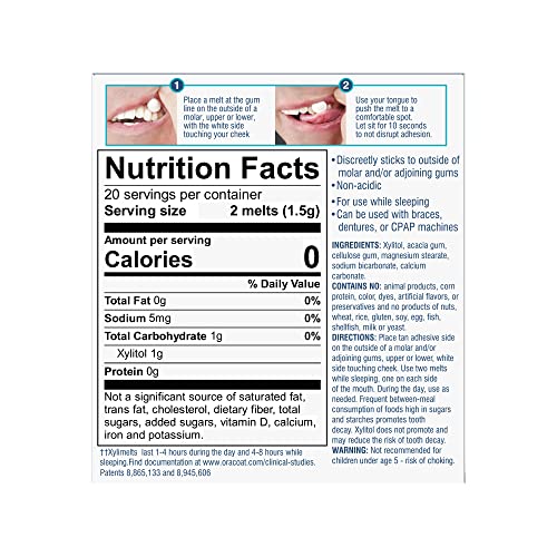 Oracoat XyliMelts for Dry Mouth Night Time or Day - Moisturizing Dry Mouth Adhering Discs, Sugar Free with Xylitol, 40 Count - 3 Pack, Slightly-Sweet Flavor, 8-Hour Relief